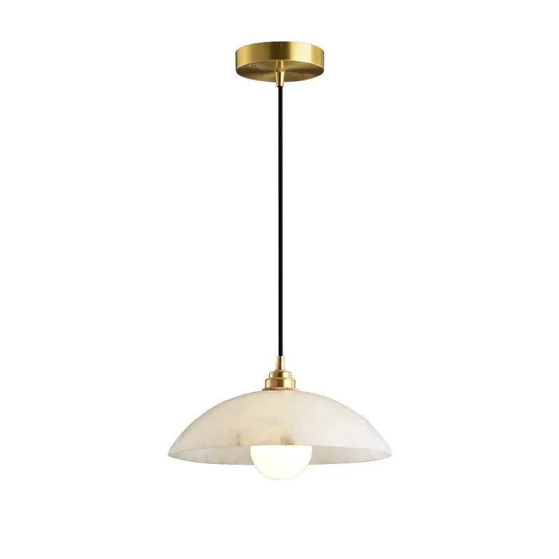 The Seraphina Luxe Pendant — Carved Marble with Vintage Brass Suspension