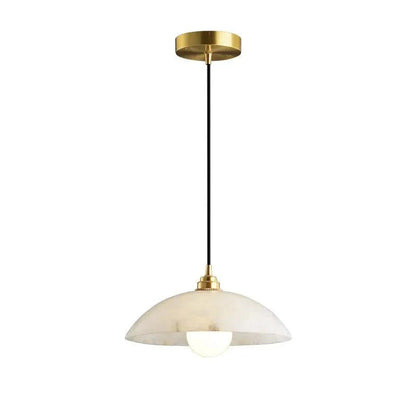 The Seraphina Luxe Pendant — Carved Marble with Vintage Brass Suspension