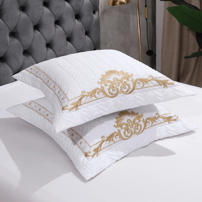 The Grand Marquise White and Gold Duvet Cover Set (Long-staple Sateen Cotton)