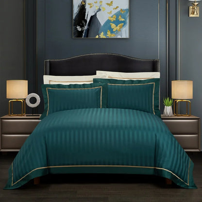 Savoy Emerald Green Duvet Cover Set (Long-staple Sateen Cotton)