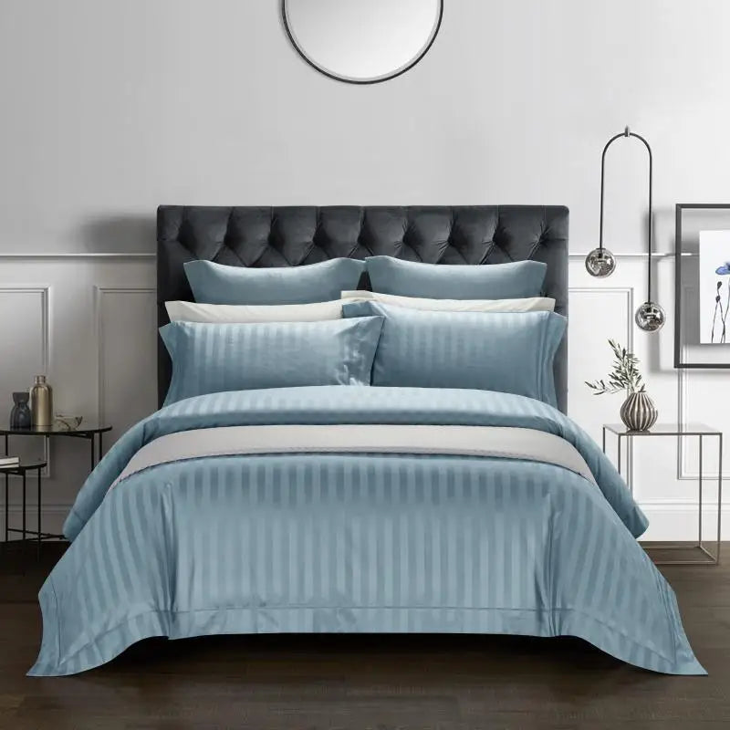 Savoy Azure Duvet Cover Set (Long-staple Sateen Cotton)