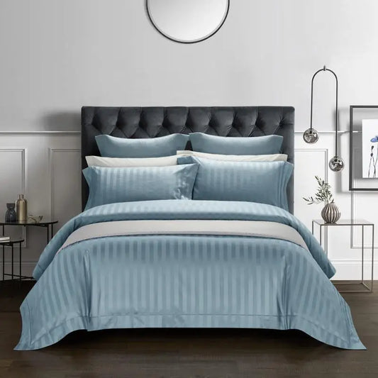 Savoy Azure Duvet Cover Set (Long-staple Sateen Cotton)