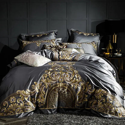 Baroque Noire & Rouge Duvet Cover Set (Long-staple Sateen Cotton)
