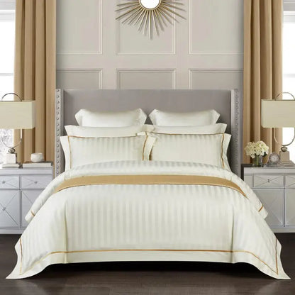 Savoy Cream Duvet Cover Set (Long-staple Sateen Cotton)