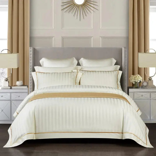 Savoy Cream Duvet Cover Set (Long-staple Sateen Cotton)