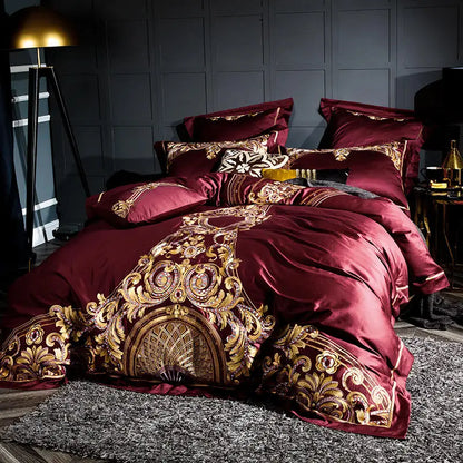 Baroque Noire & Rouge Duvet Cover Set (Long-staple Sateen Cotton)
