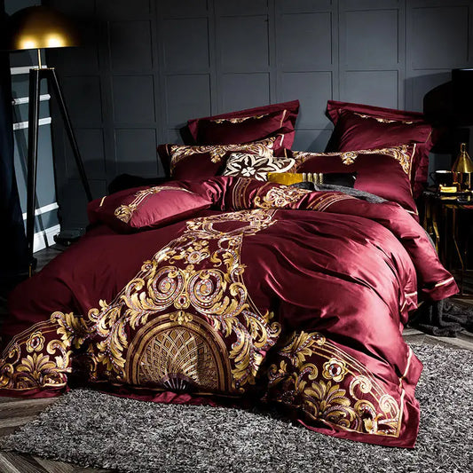 Baroque Noire & Rouge Duvet Cover Set (Long-staple Sateen Cotton)