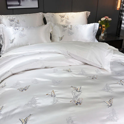 Ivory Cascade Duvet Cover Set (Long-staple Sateen Cotton)