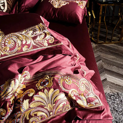 Baroque Noire & Rouge Duvet Cover Set (Long-staple Sateen Cotton)