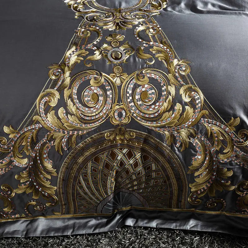 Baroque Noire & Rouge Duvet Cover Set (Long-staple Sateen Cotton)