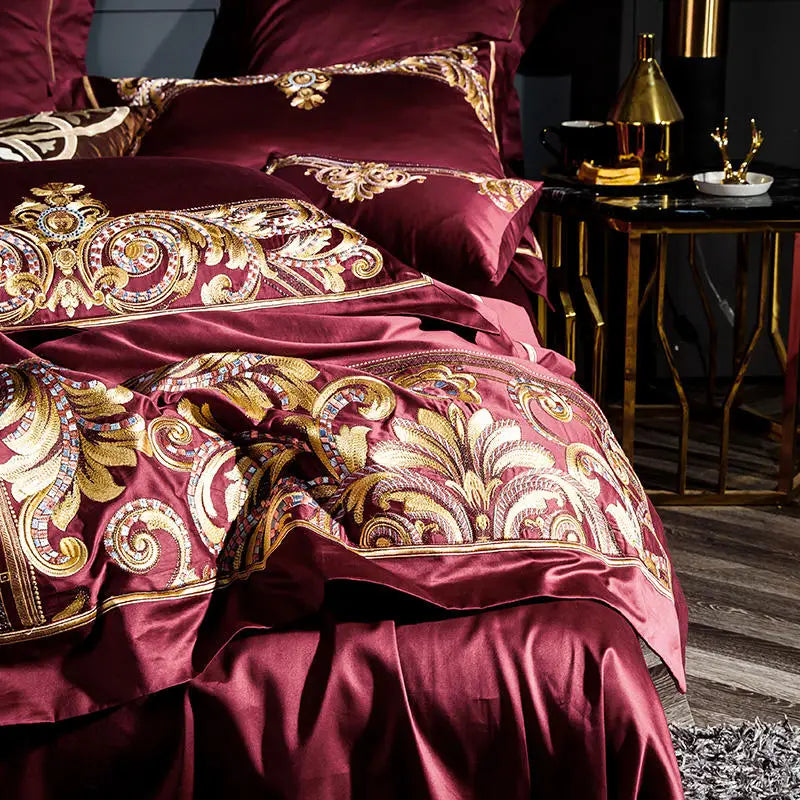Baroque Noire & Rouge Duvet Cover Set (Long-staple Sateen Cotton)