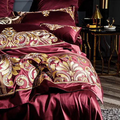 Baroque Noire & Rouge Duvet Cover Set (Long-staple Sateen Cotton)