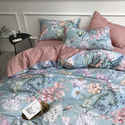 Soft Petal Symphony Duvet Cover Set (Long-staple Sateen Cotton)