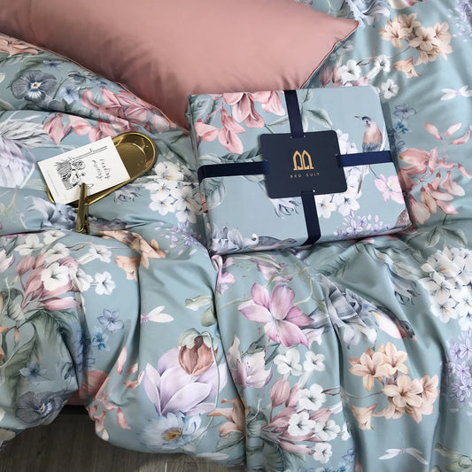 Soft Petal Symphony Duvet Cover Set (Long-staple Sateen Cotton)