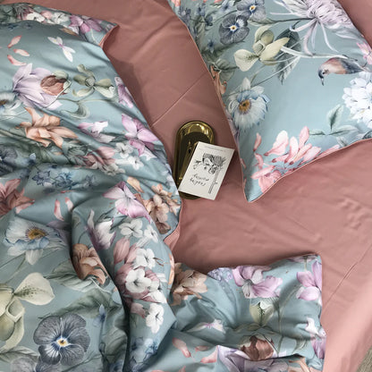 Soft Petal Symphony Duvet Cover Set (Long-staple Sateen Cotton)