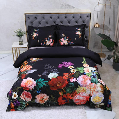Opus Botanica Midnight Bloom Duvet Cover Set (Long-staple Sateen Cotton)