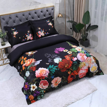 Opus Botanica Midnight Bloom Duvet Cover Set (Long-staple Sateen Cotton)