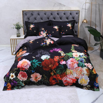 Opus Botanica Midnight Bloom Duvet Cover Set (Long-staple Sateen Cotton)
