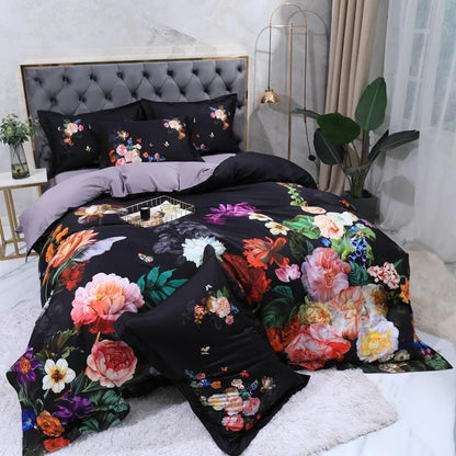 Opus Botanica Midnight Bloom Duvet Cover Set (Long-staple Sateen Cotton)