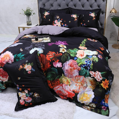 Opus Botanica Midnight Bloom Duvet Cover Set (Long-staple Sateen Cotton)