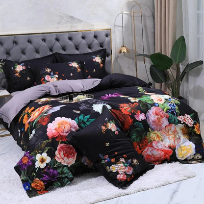 Opus Botanica Midnight Bloom Duvet Cover Set (Long-staple Sateen Cotton)
