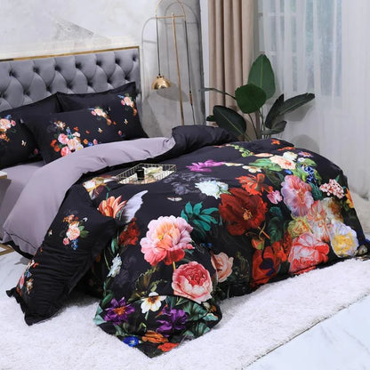 Opus Botanica Midnight Bloom Duvet Cover Set (Long-staple Sateen Cotton)