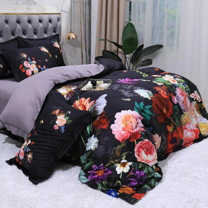 Opus Botanica Midnight Bloom Duvet Cover Set (Long-staple Sateen Cotton)