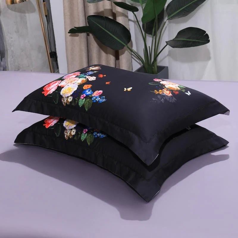 Opus Botanica Midnight Bloom Duvet Cover Set (Long-staple Sateen Cotton)