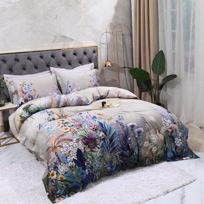 Eden Bloom Duvet Cover Set (Long-staple Sateen Egyptian Cotton) - KaveCore