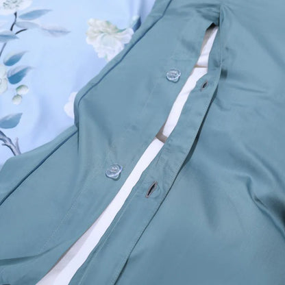 Azure Blossom & Peacock Whisper Duvet Cover Set (Long-staple Sateen Cotton)