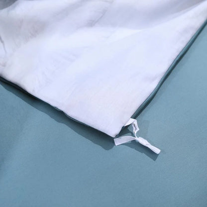 Azure Blossom & Peacock Whisper Duvet Cover Set (Long-staple Sateen Cotton)