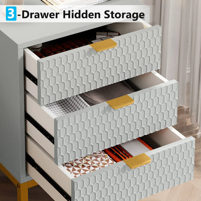 Honeycomb 3 Drawer Modern Bedside Table US