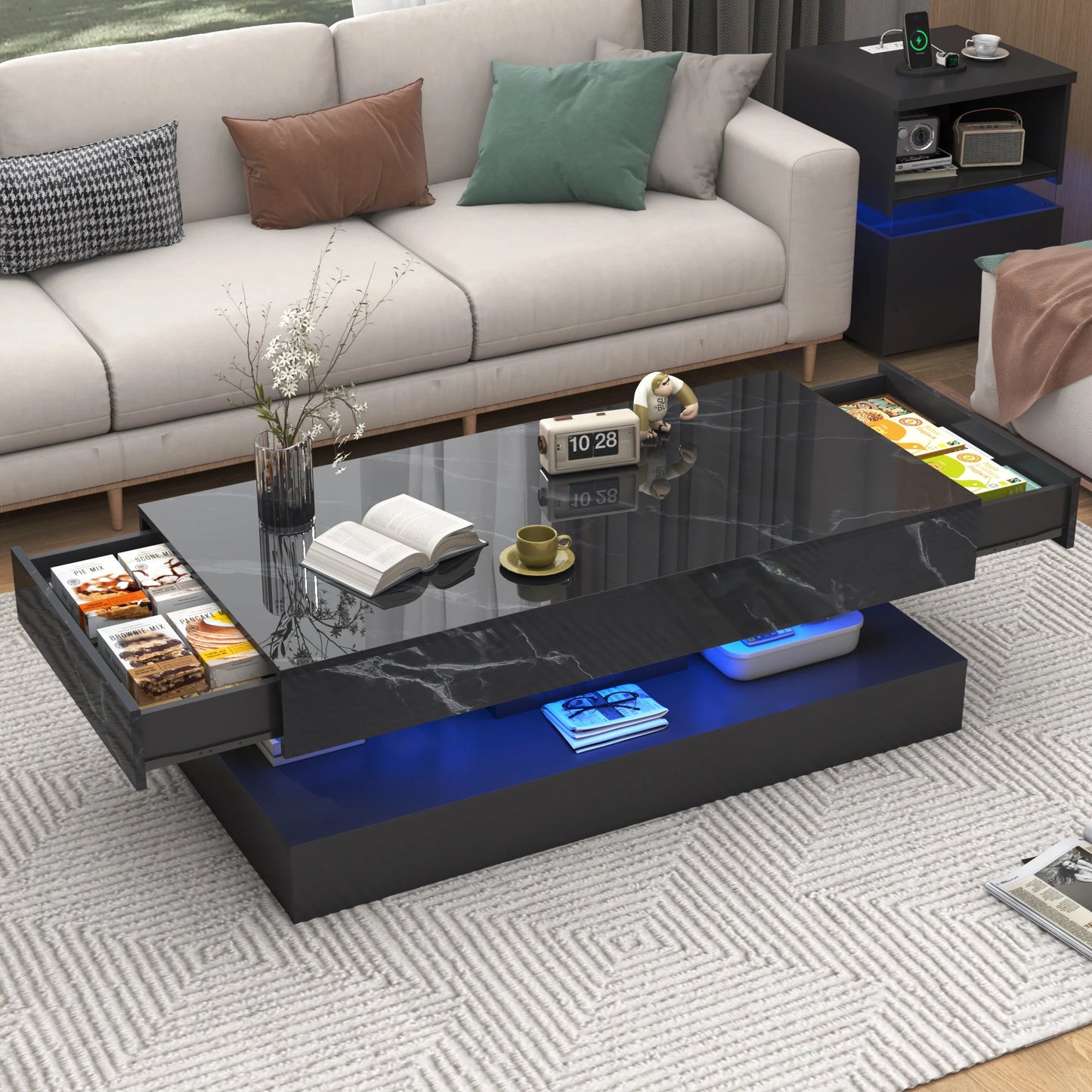 Clyvane Dual-Layer Illuminated Coffee Table US - KaveCore