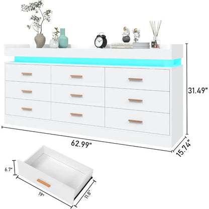 Éclat RGB Led 9-Drawer Cabinet - US - KaveCore