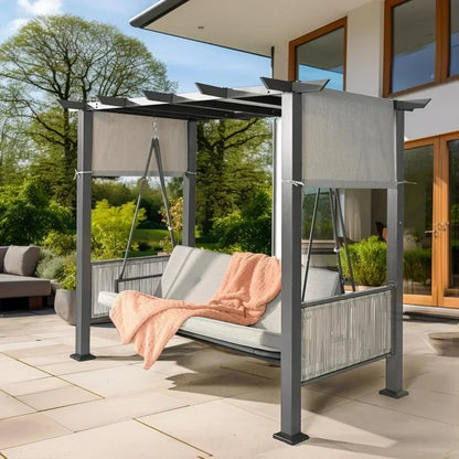 Outdoor Swing Chair With Curtains US - KaveCore