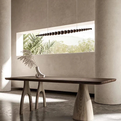 Wooden Orb Wave Chandelier