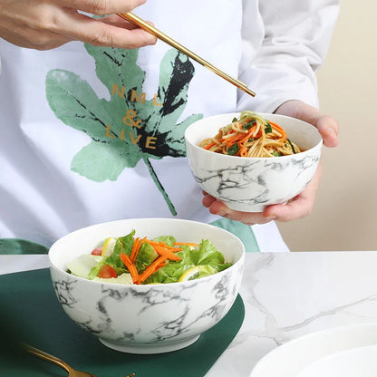 Valente Porcelain Marble Bowls (Set of 3)