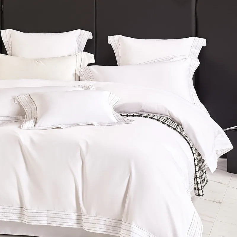 Valmont Luxe White Duvet Cover Set (Long-staple Sateen Cotton)