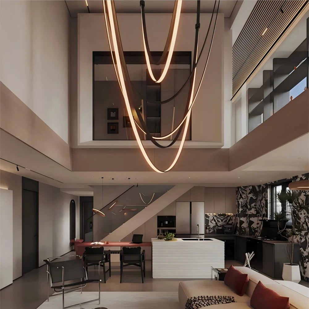 Opus Noir Leather-Strap LED Chandelier