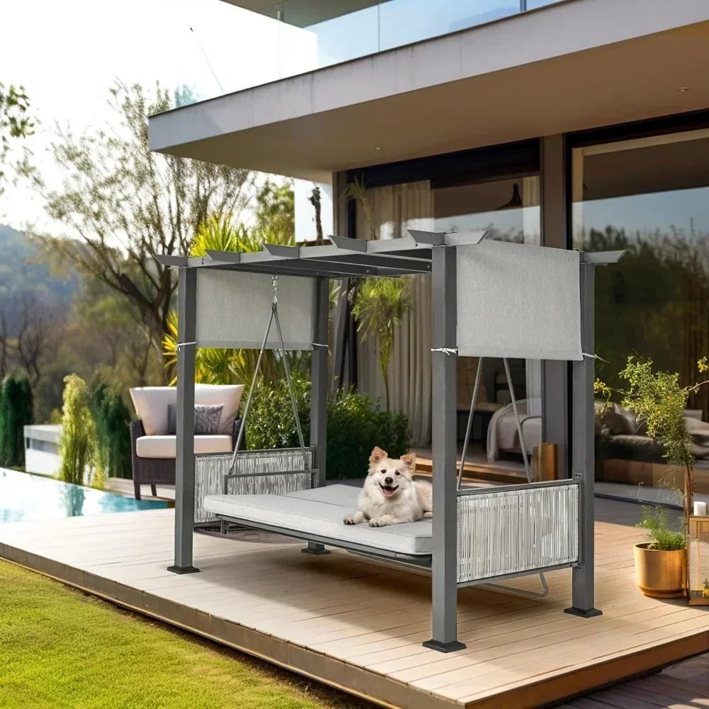 Outdoor Swing Chair With Curtains US - KaveCore