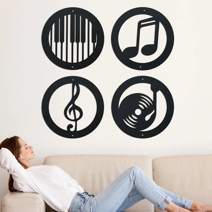 Music Note Metal Wall Art (4 Pieces)