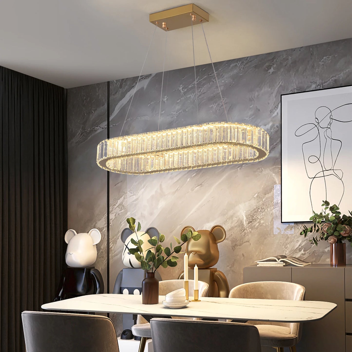 Oval Crystal LED Chandelier - KaveCore