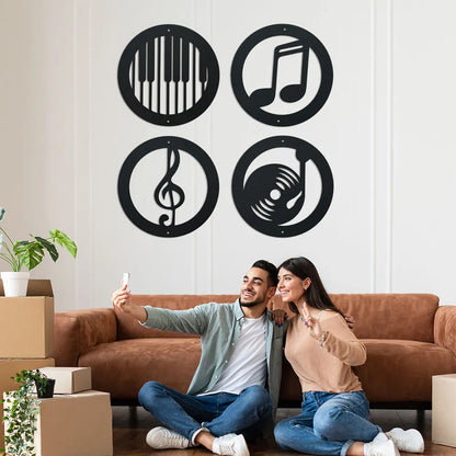 Music Note Metal Wall Art (4 Pieces)