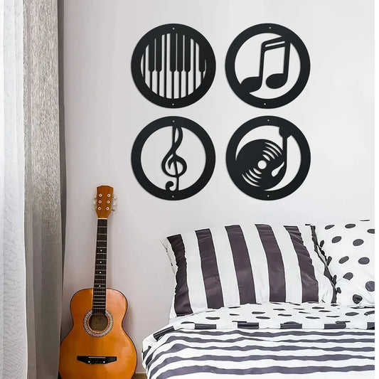 Music Note Metal Wall Art (4 Pieces)