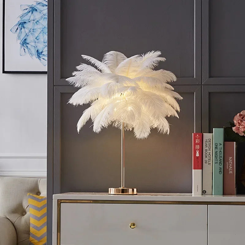 Palmira Feather Table Lamp - KaveCore