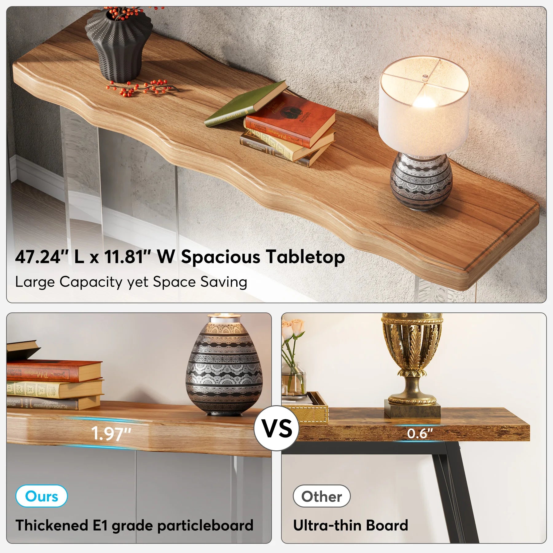 Edge47 – Slim Console with Transparent Legs US - KaveCore