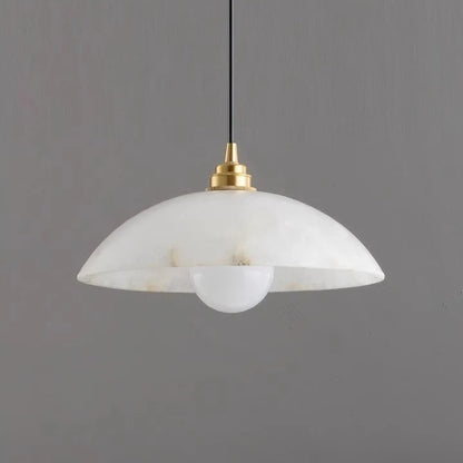The Seraphina Luxe Pendant — Carved Marble with Vintage Brass Suspension