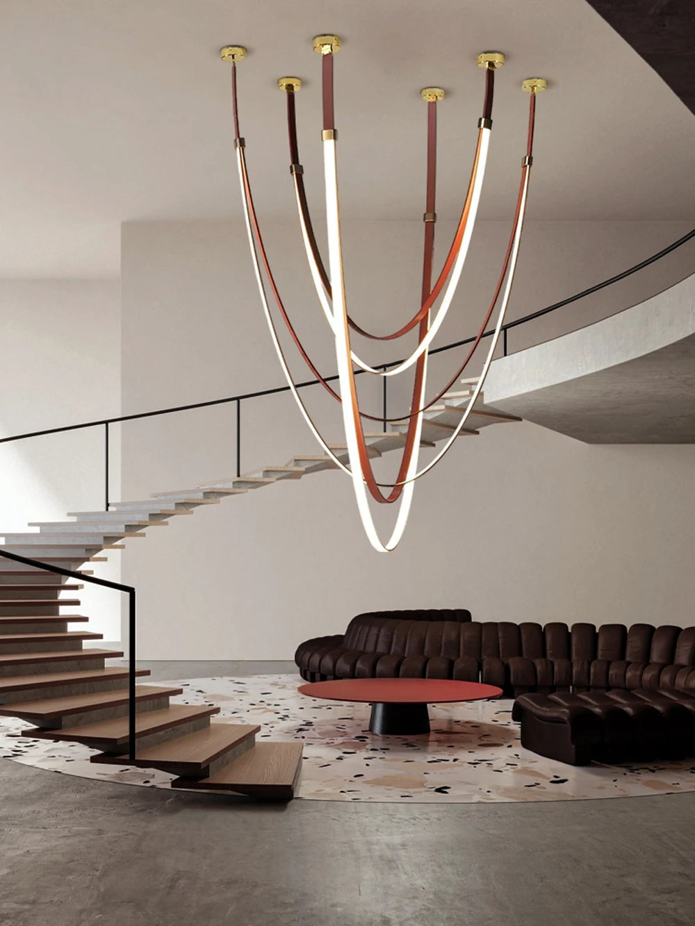 Opus Noir Leather-Strap LED Chandelier