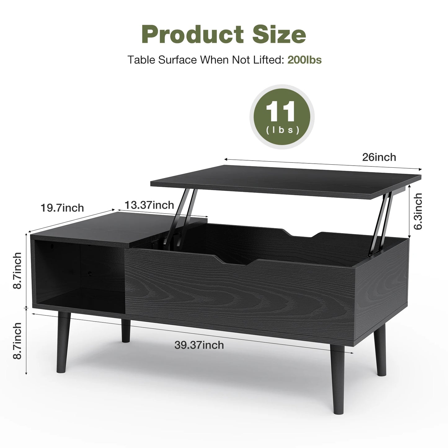 Easy-Lift Coffee Table with Storage US