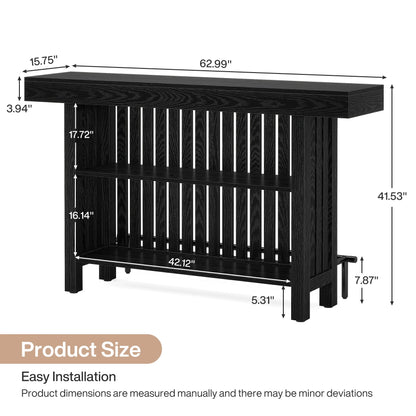 Concrete-Top Mini Bar Table with Shelves US